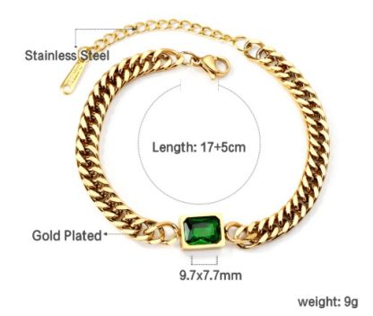 Riches Link Bracelet - Emerald/Gold - Image 2