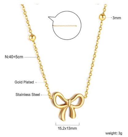 Tiffany Bow Necklace - Gold - Image 2