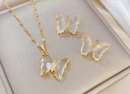 Samsara Necklace - clear crystal/gold