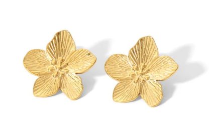 Gold Hibiscus Earrings - Gold - Image 2